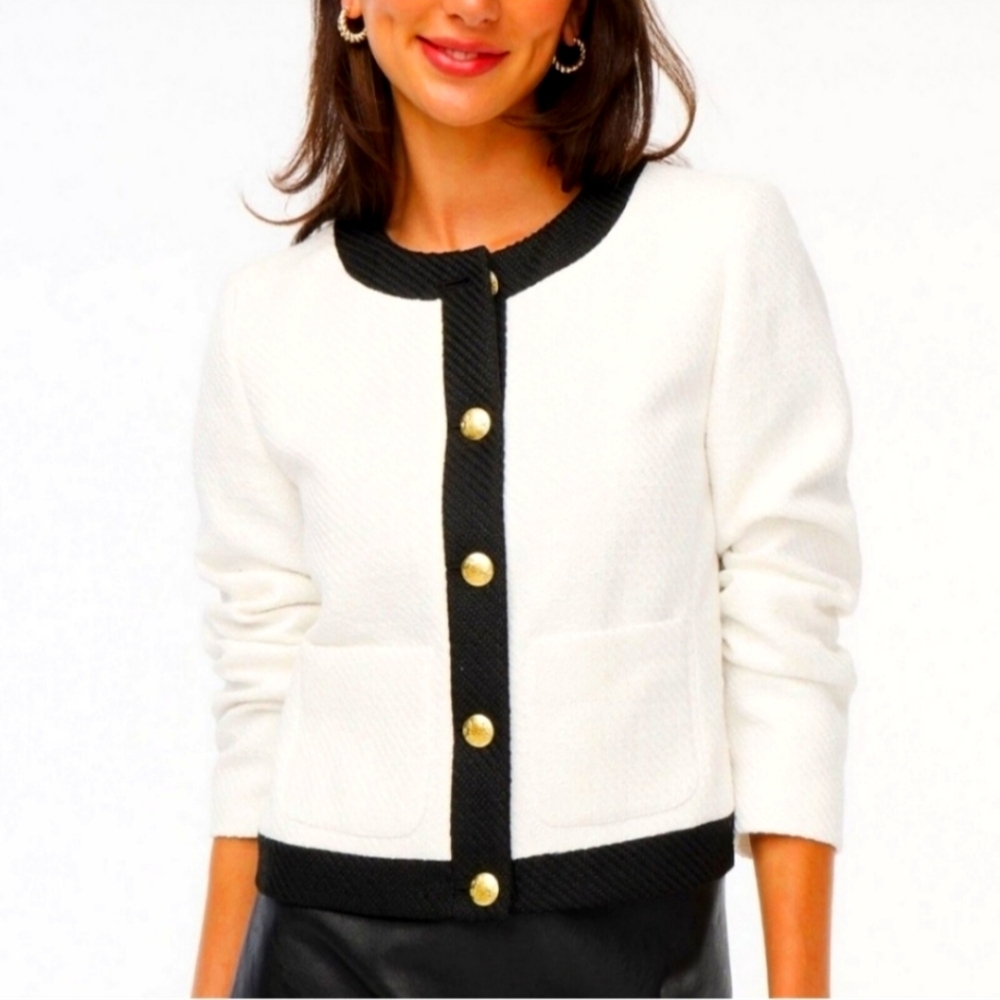 J.Crew Vintage Rib Lady Jacket Classic Office Lightweight Cotton Preppy Chic